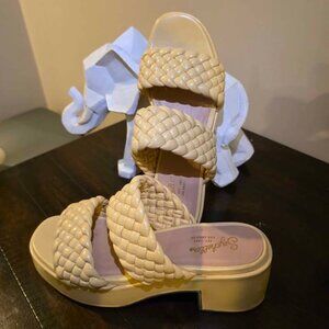 NEW Seychelles Leather Woven Heel Sandals